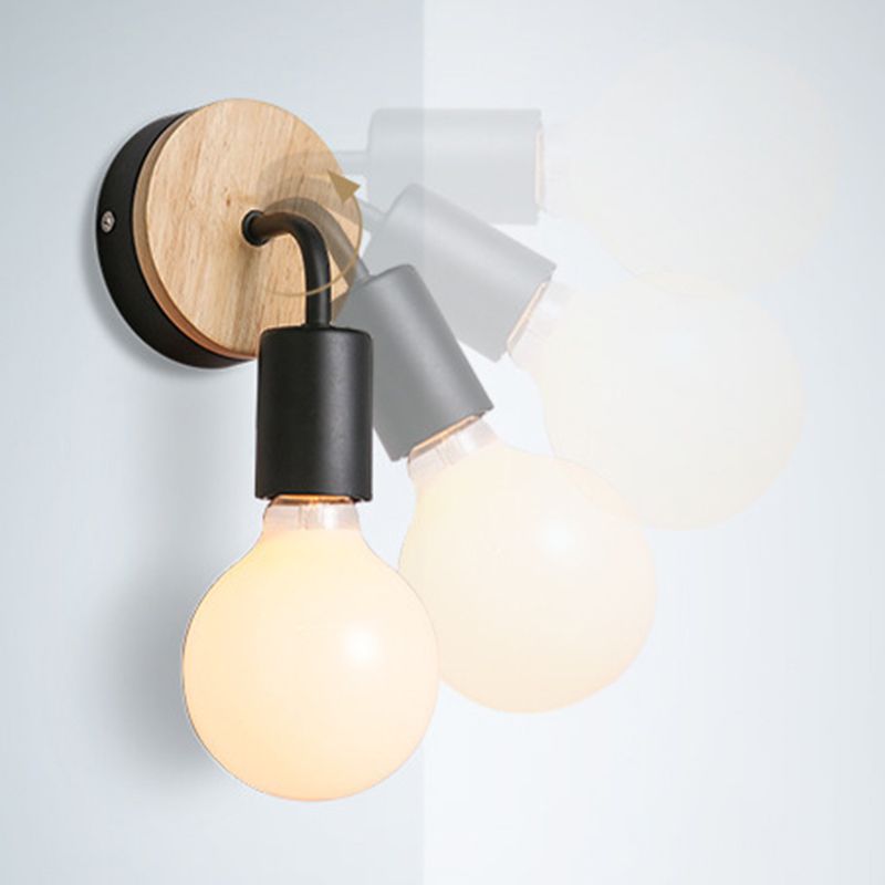 Single White/Black Modernism Wall Mounted Sconce Wooden Wall Light