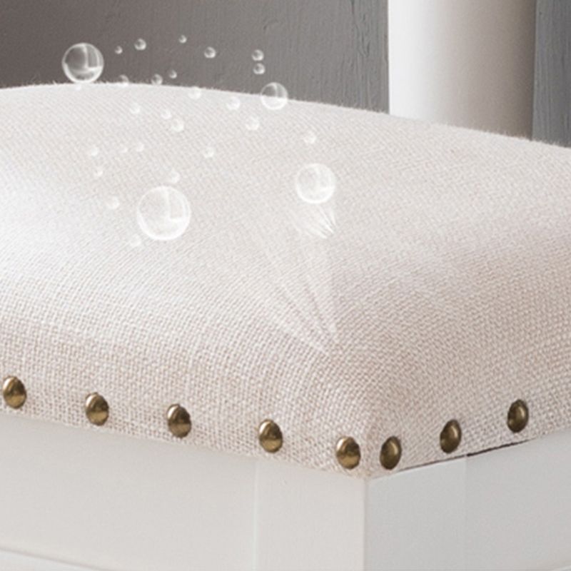 French Country Ottoman Rectangle Standard with Nailhead Trim Faux Leather Solid Ottoman