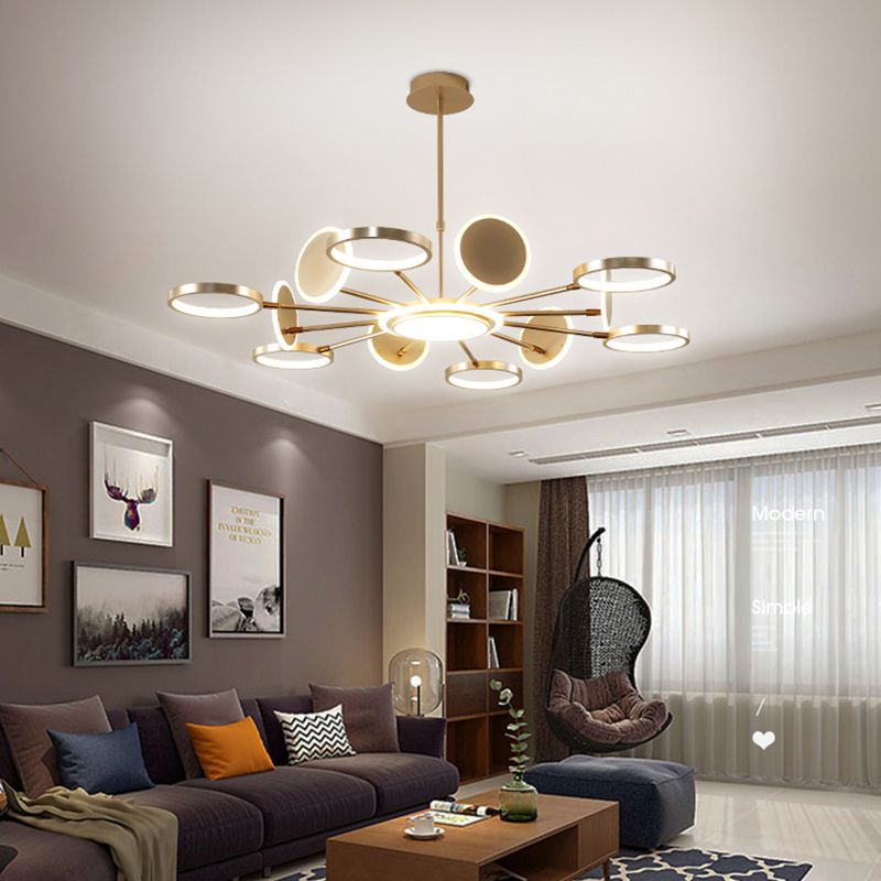 Nordic Style LED Hanging Light Fixture Circles Hanging Chandelier with Metal Shade