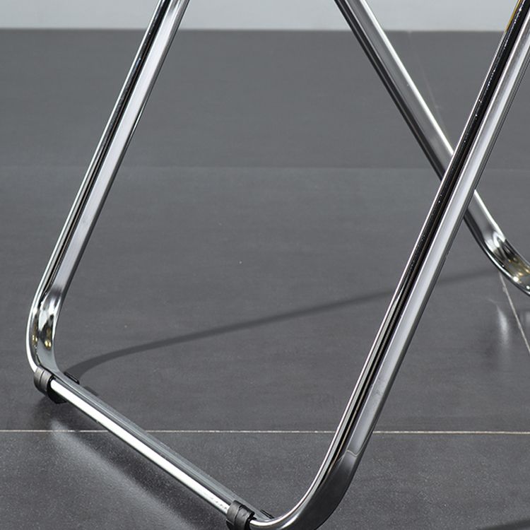 Silla de comedor plegable con respaldo abierto, silla de comedor individual sin brazos con patas de metal