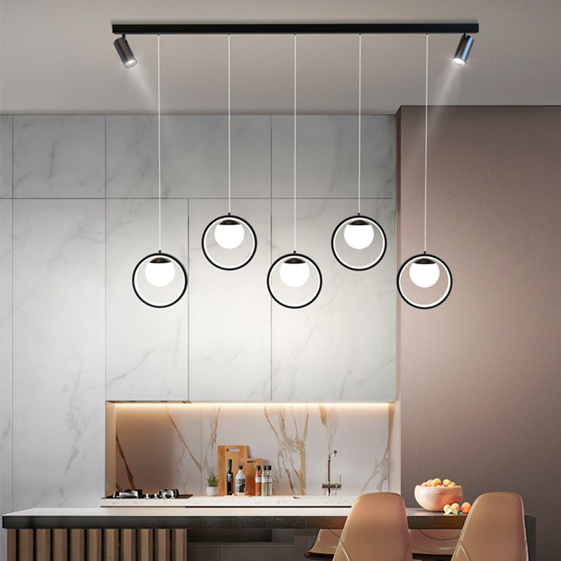 5-LIGHTS COURCHES LED ISLAND LIGHT VERRE DOUBLE DOUBLE SPOIGNEMENTS Minimalisme Éclairage pour salle à manger