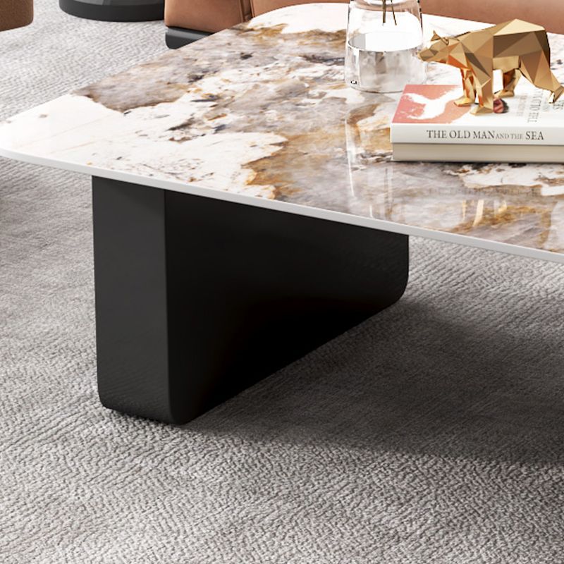Modern Rectangular Slate Sled Coffee Table with Storage White Cocktail Table
