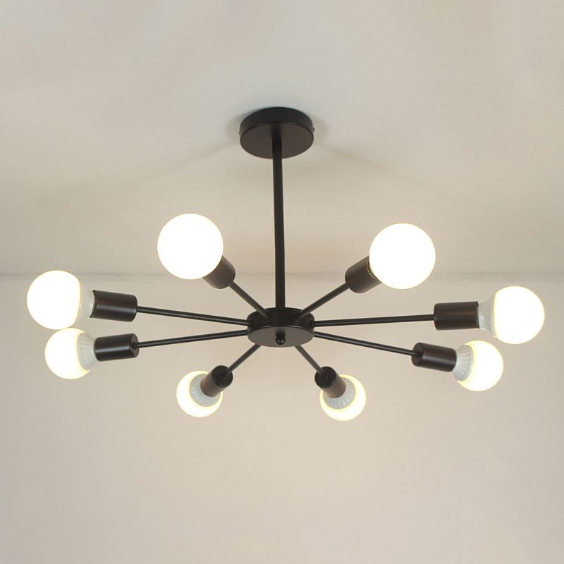 Candelera de metal creativo de estilo nórdico 23.6 pulgadas de ancho de ancho en forma de ráfaga de iluminación de bombilla abierta para sala de estar de dormitorio