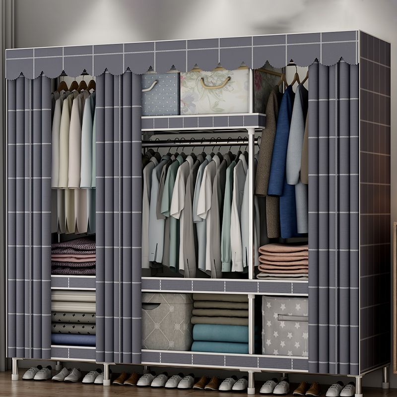 Modern Style Bedroom Wardrobe Metal Wardrobe Closet with Shelves