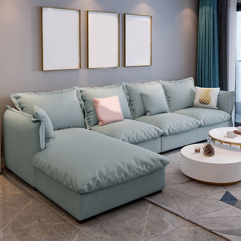 Modern Square Arm Sofa & Chaise, Loose Back Linen Sofa - 70.87" D