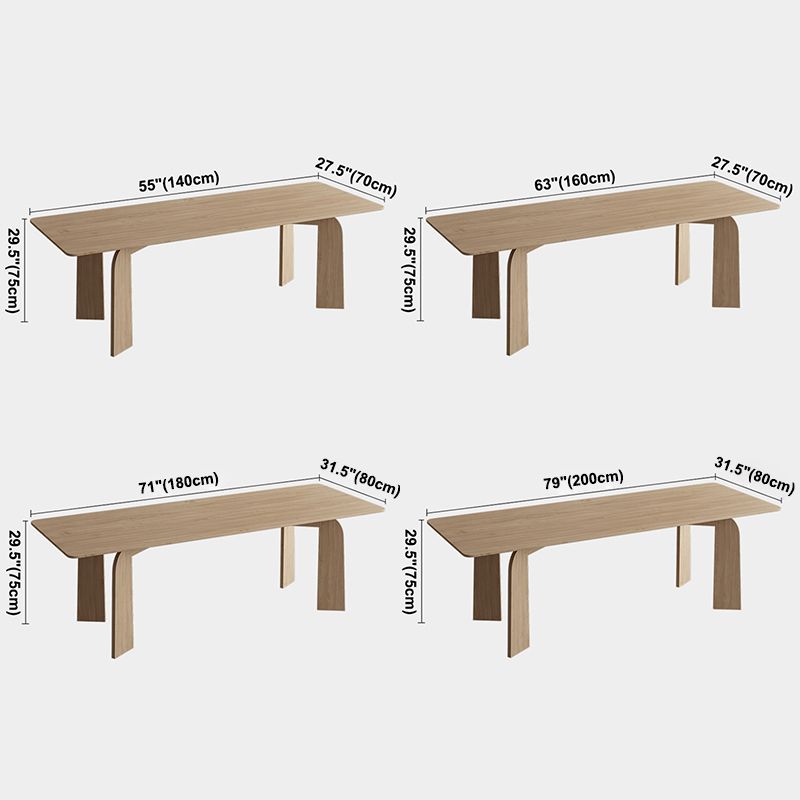 Simple Kitchen Standard Dining Table Solid Wood Khaki Dining Table with 4 Legs Base
