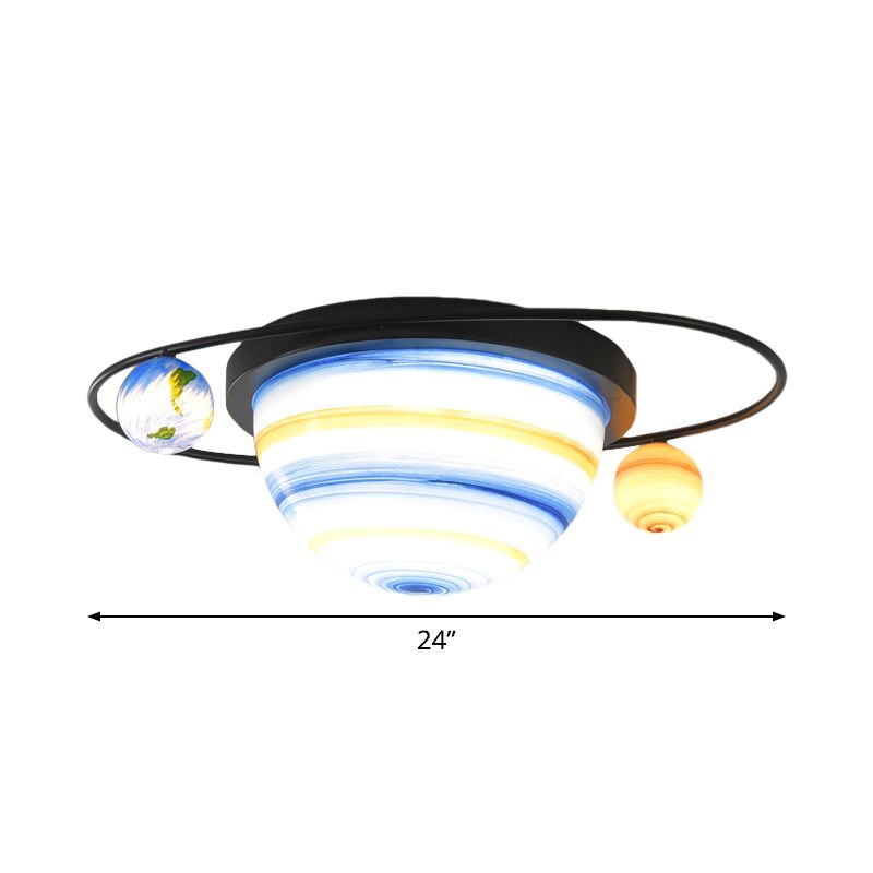 Sfera e Astral Child Room Soffitto Flush Vetro Colorato 2-Bulb Bambini Flush Mount Apparecchio di Luce in Blu, Luce Calda/Bianca