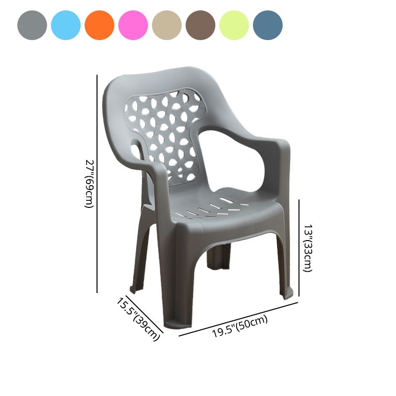Chaise latérale de salle à manger de style moderne, chaise latérale de salle à manger à dossier ouvert en plastique avec bras