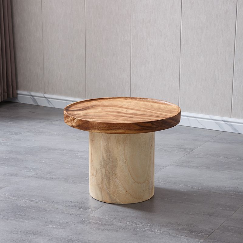 Pedestal Coffee Table Solid Wood Tray Top Coffee Cocktail Table