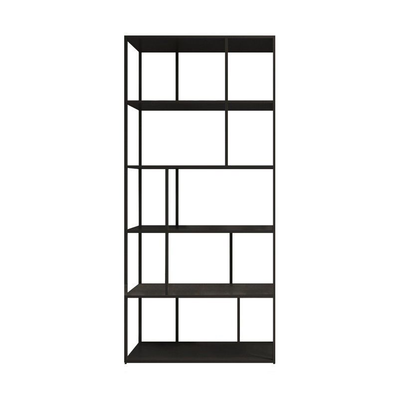 4-Shelf Black Etagere Bücherregal zeitgenössischer offener Eisenrahmen und Regal