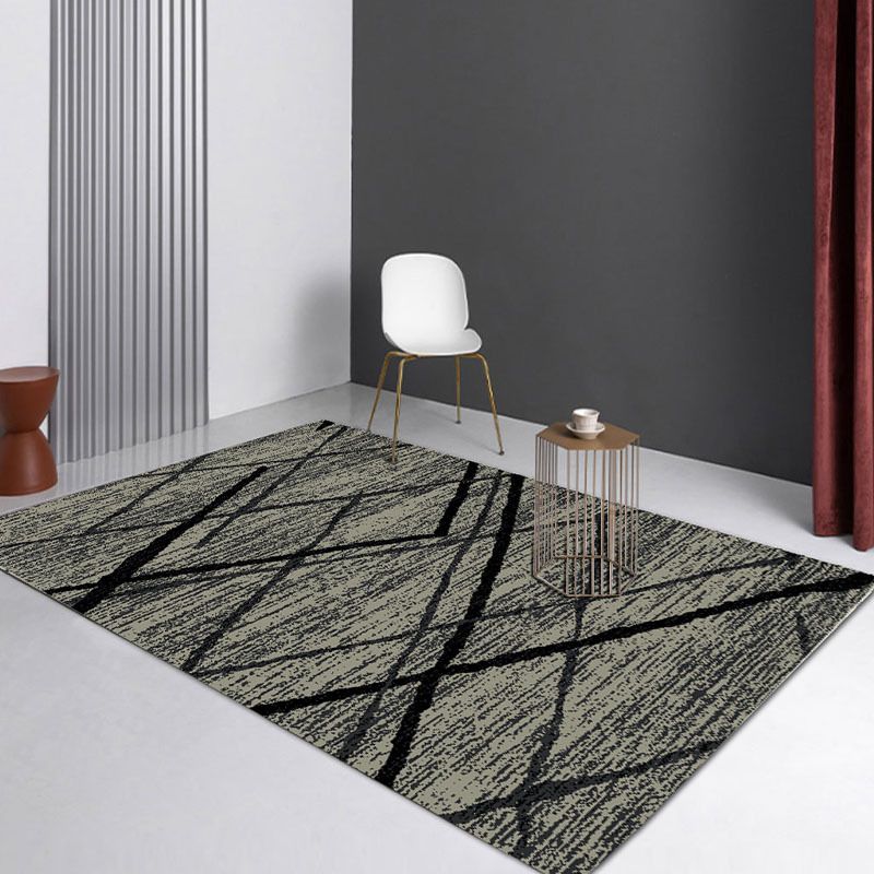White Modern Rug Graphic Polyester Area Rug Stain Resistant Rug for Living Room
