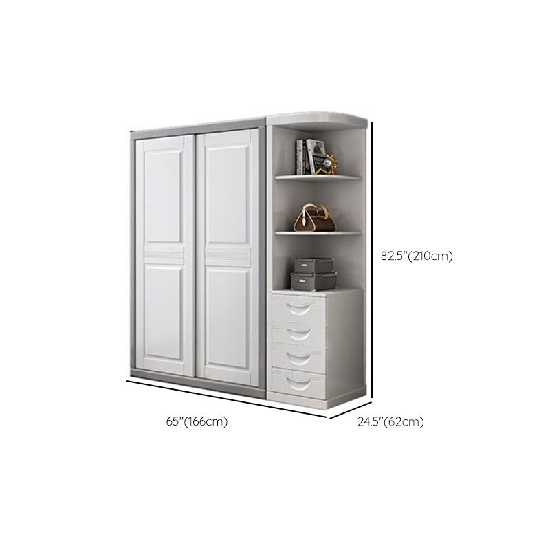 Rubberwood Wardrobe Cabinet with Shelves Modern Wardrobe Closet