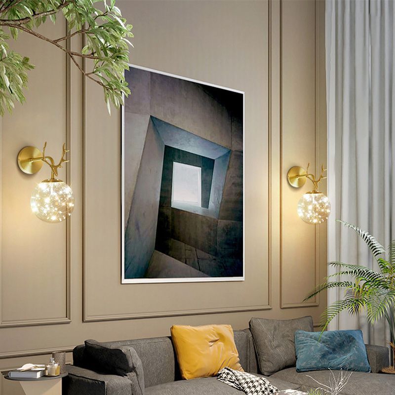 Lampade a parete in vetro trasparente globo a 1 luce moderna a montaggio a parete per soggiorno