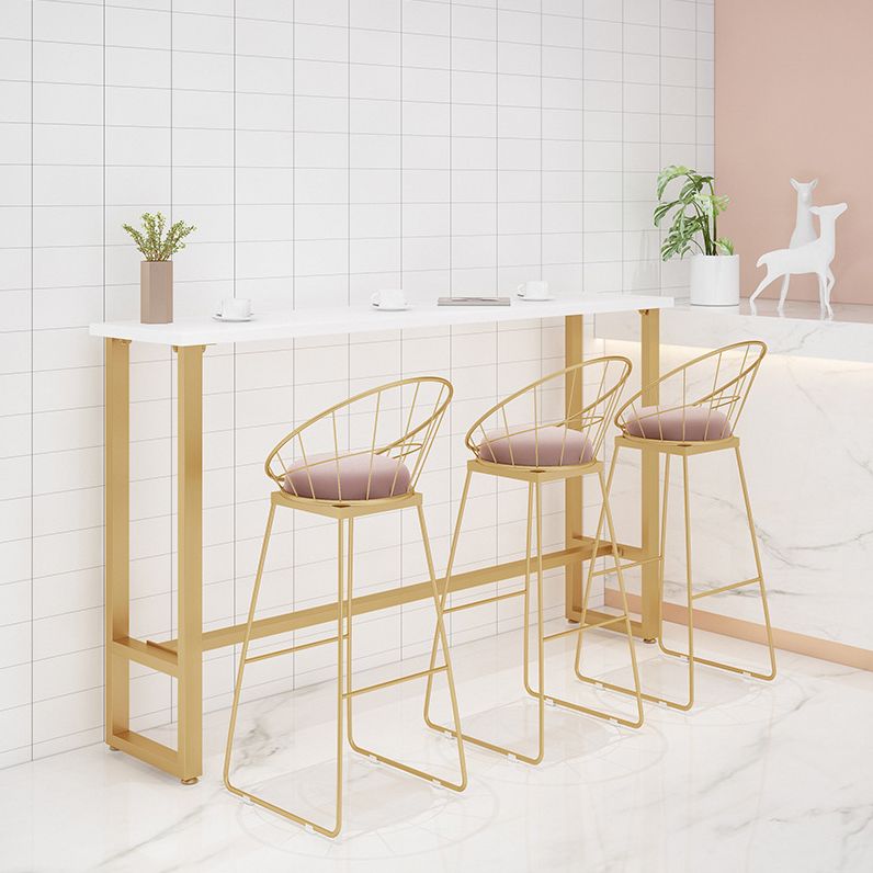 1/4 Pieces Glam Style Bar Table Set Rectangle Bistro Set with White Faux Marble Top