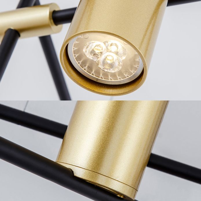 Asymmetrische cilinder kroonluchter verlichtingsarmatuur modern metaal 3/4/9 koppen gouden plafondlamp voor eetkamer in warm/wit