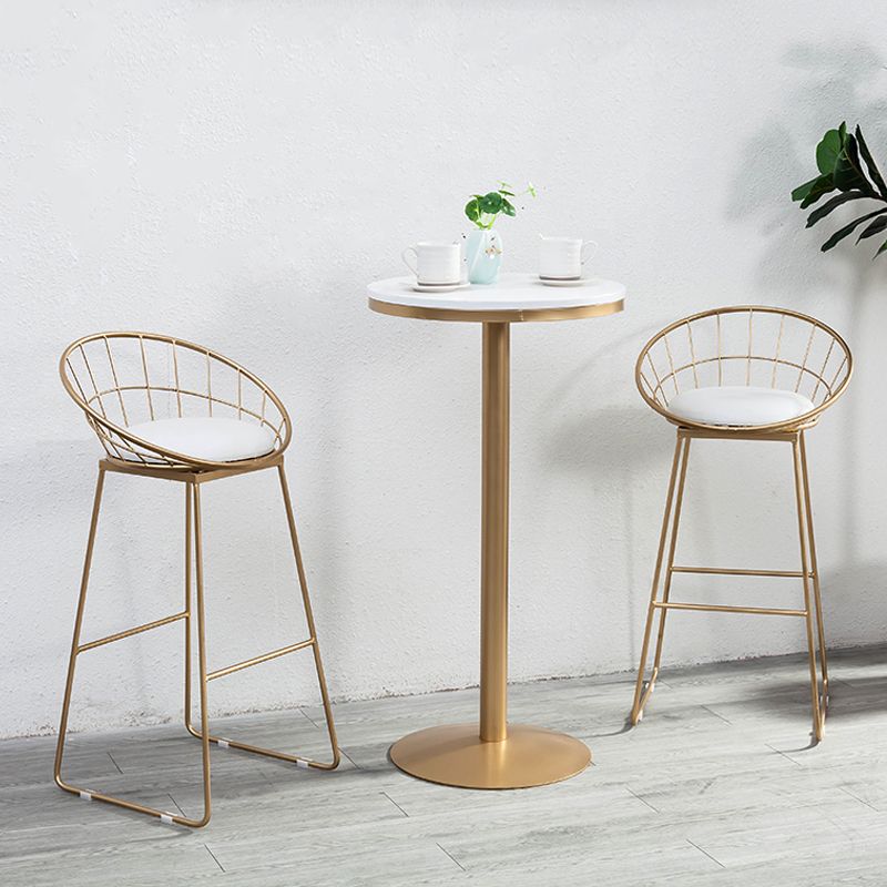 Metal and Wood Set 1/2/3 Pieces Contemporary Round Bar Stool and Table Set