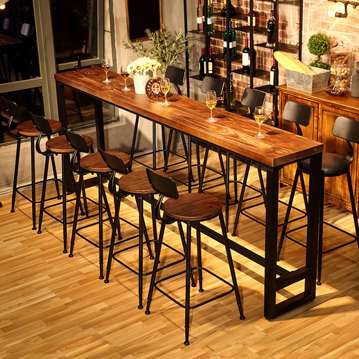 Industrial 1/6/11 Pieces Bar Table Set Rectangle Pine Wood Counter Table with Stools