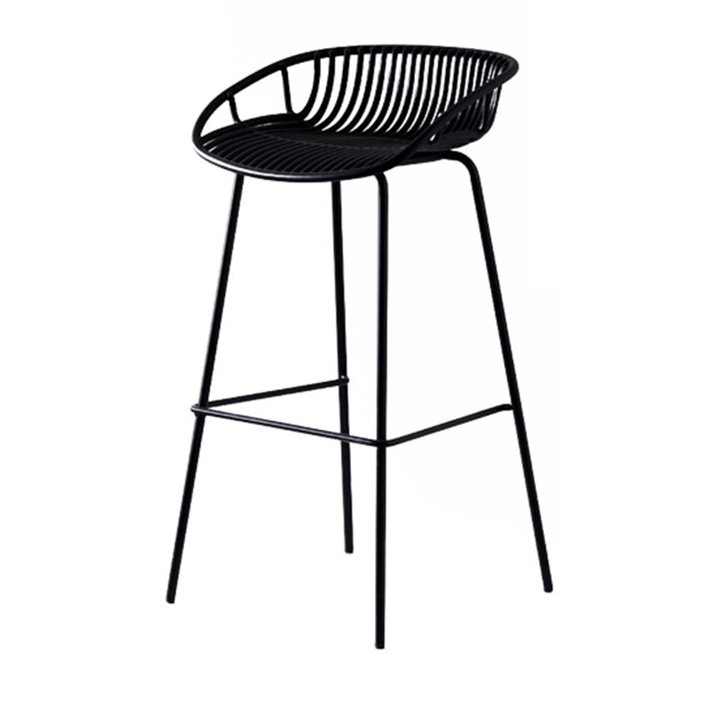 Contemporary Milk Tea Shop Footrest Matte Finish Metal Bar Stool