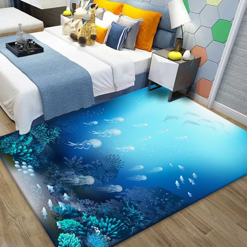 Blauw modern tapijt mengen: