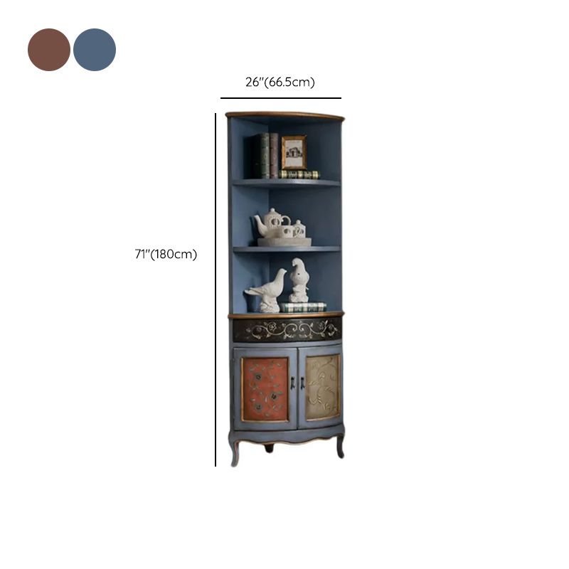 70.9" Tall Distressed Wood Corner Cabinet 1 - Drawers and 2 - Door Chest