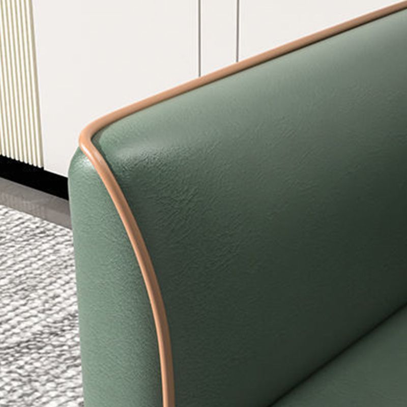 Tight Back Sofa Scandinavian Faux Leather Square Arm Sofa for Living Room