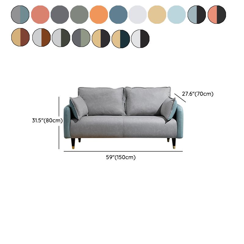 Solid Wood Loveseat Sofa Square Arm Living Room Settee with Pillows