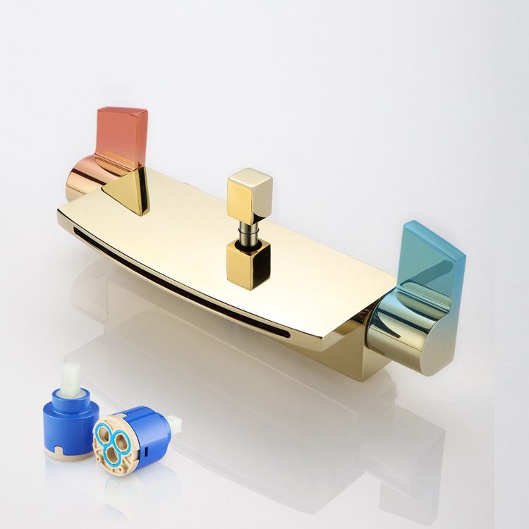Modern Tub Faucet Trim Copper with Diverter and Hose Wall Mounted Bath Filler