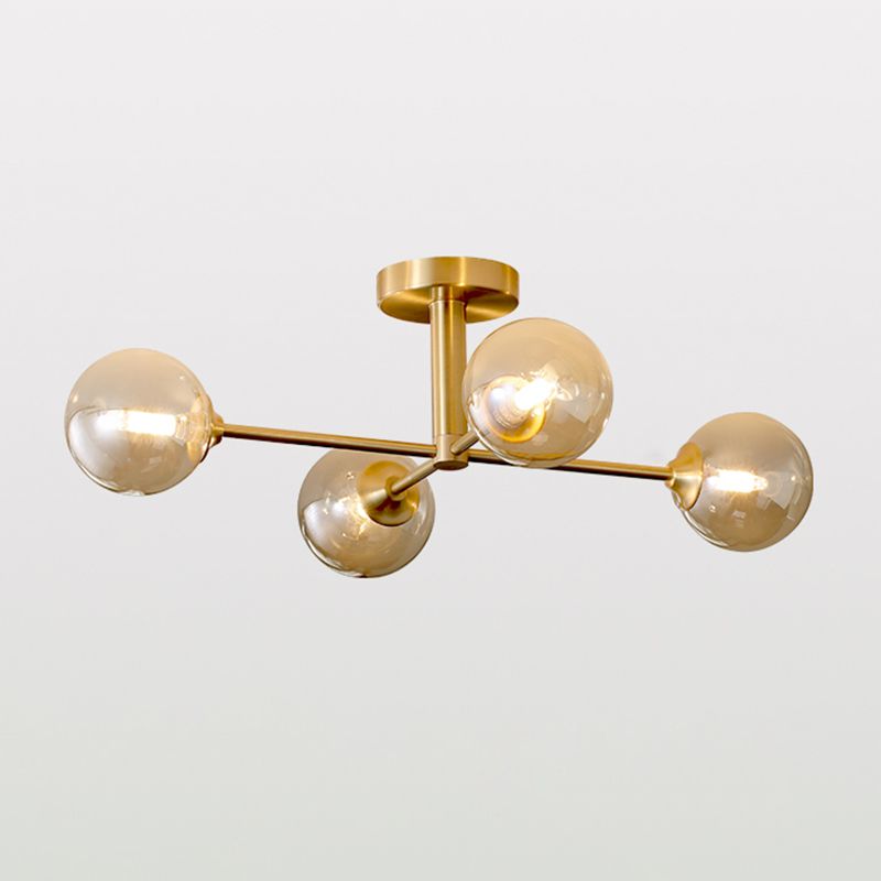 Nordic Style Golden Ceiling Lamp Glass Shade Ceiling Light for Living Room