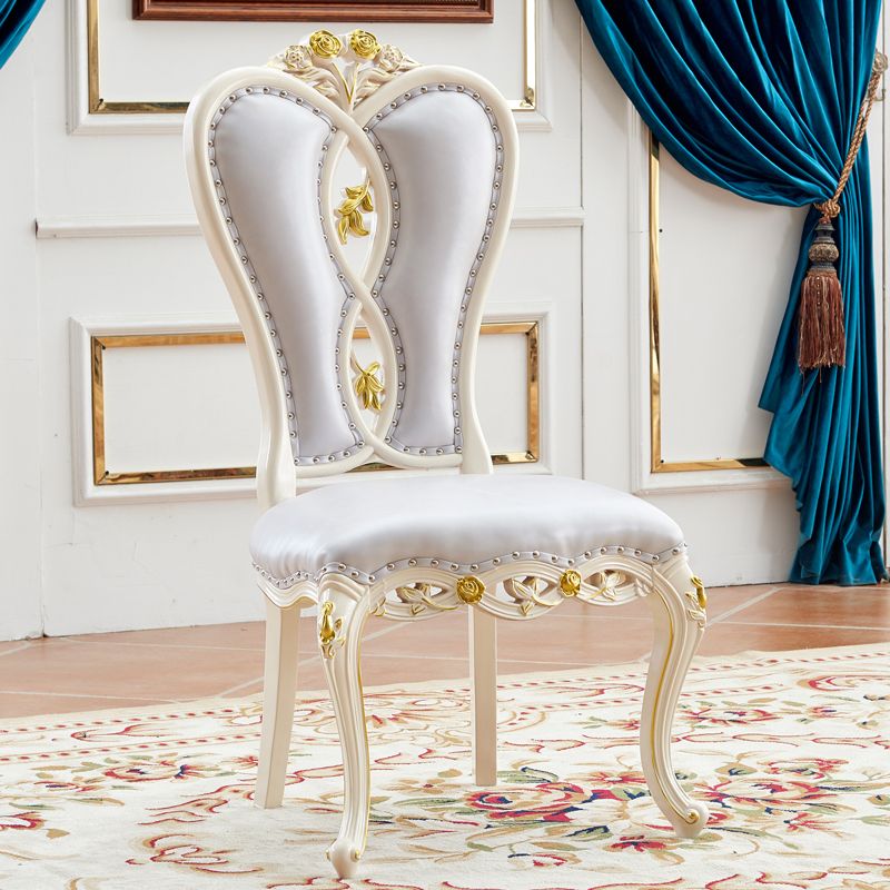 Victorian Style Solid Wood Dining Room Chair Armless Open Back Dining Side Chair for Home Use