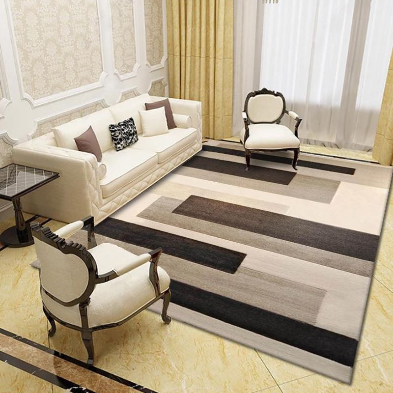 Modern Living Room Rug Multi Colored Geo Print Carpet Polypropylene Anti-Slip Pet Friendly Indoor Rug