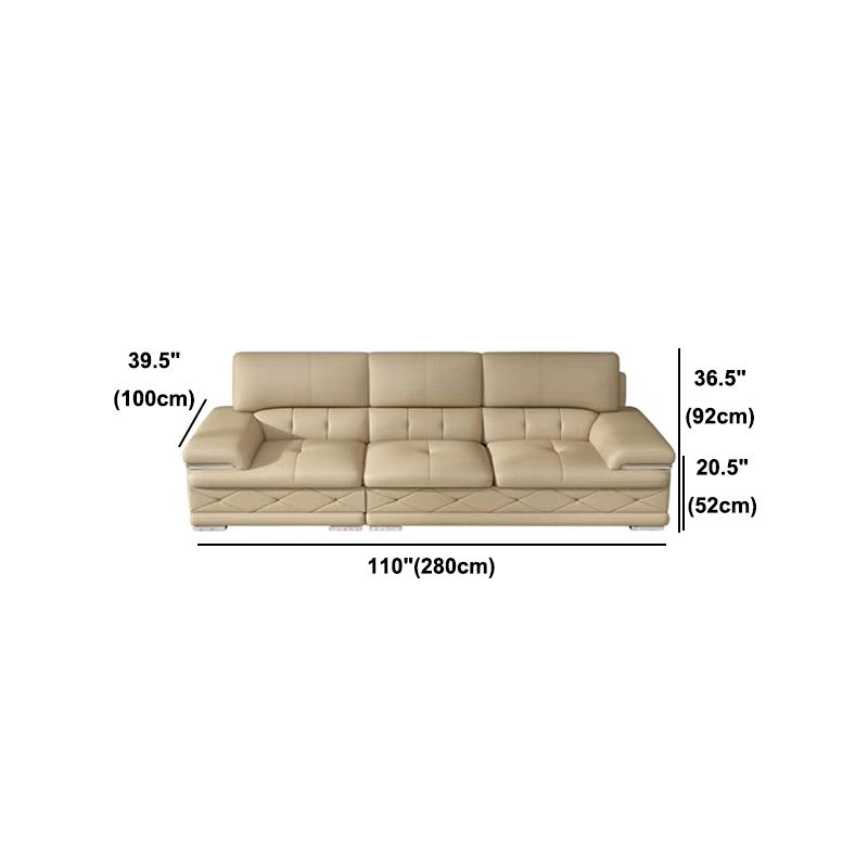 Genuine Leather Sofa & Chaise Modern Tufted Pillow Top Arm Sofa