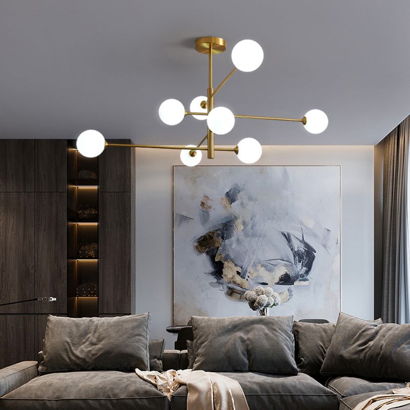 Designer Style Chandelier Light Fixtures Multi-Head Suspension Pendant Lamps with Glass Shade