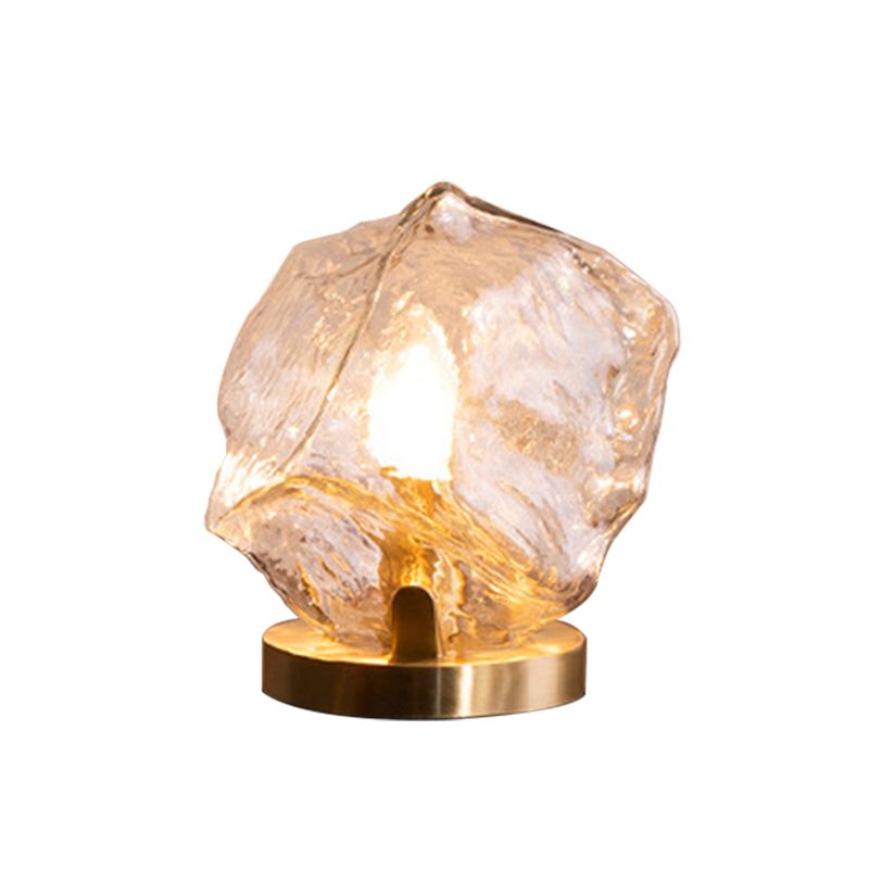 Lampada da tavolo a forma di gemma d'oro Lampada da notte moderna a 1 luce cognac/vetro trasparente per soggiorno