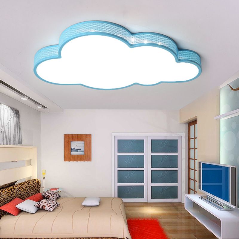 Macaron Perforated Cloud Ceiling Lamp Metal and Acrylic Undertint LED Flush Mount Light for Hallway