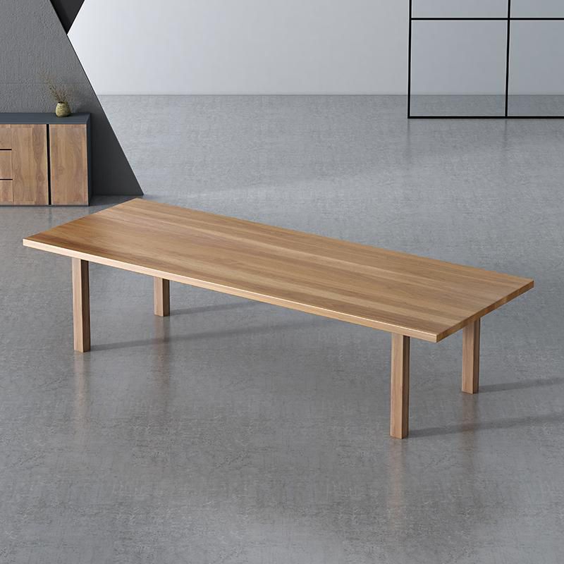 Modern Solid Wood Table for Restaurant Rectangle Brown Dining Table with 4 Legs