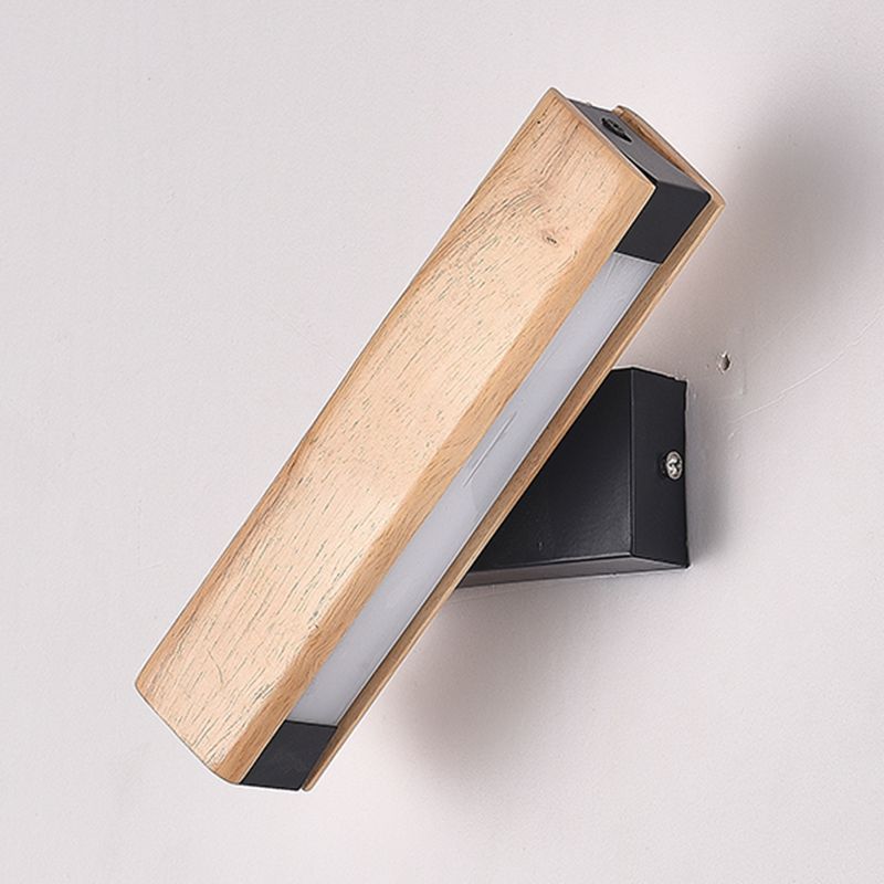 1 Light Rectangle Wall Mounted Lamps Modern Style Wood Wall Lamps