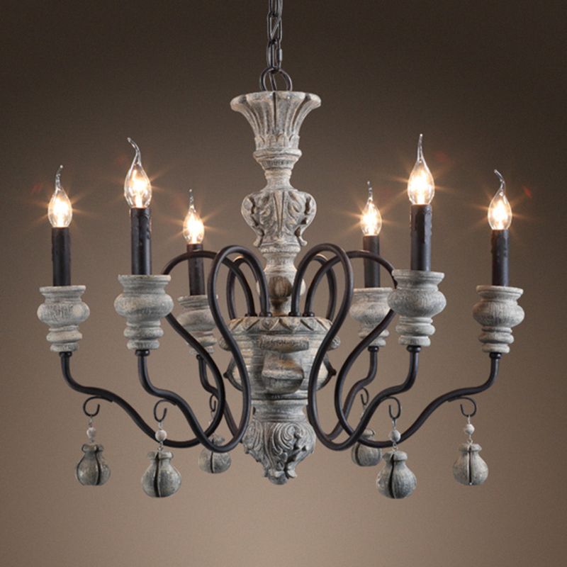 Harz Candlestick Hanging Lampe Traditionelle Esszimmer Kronleuchter in Grau