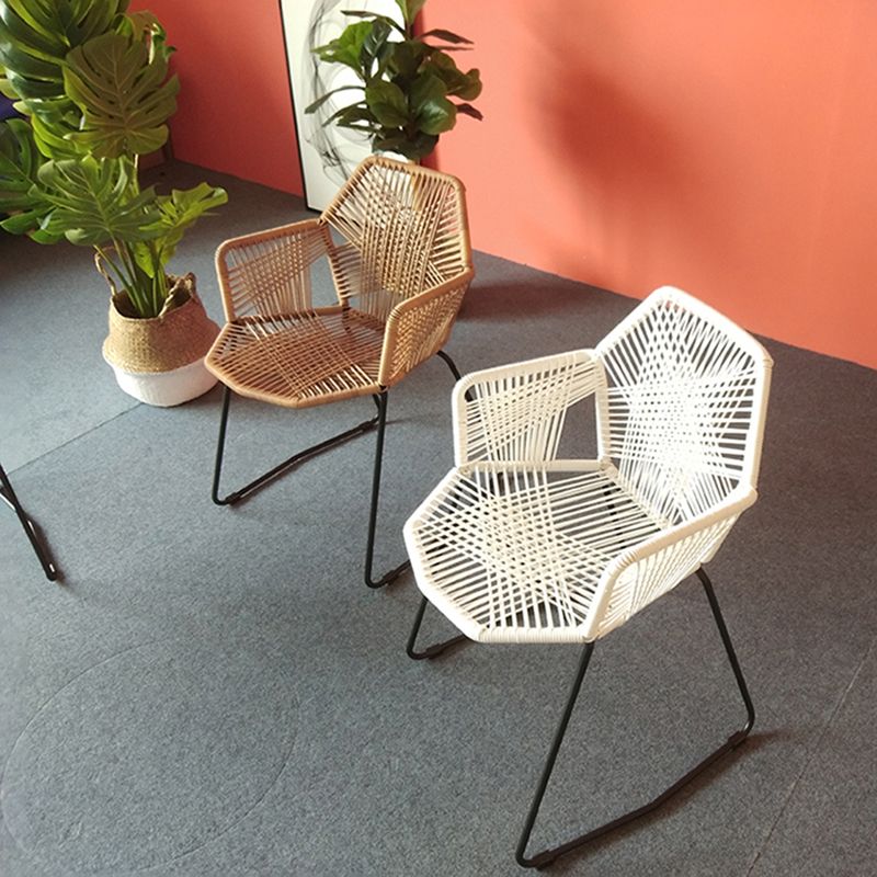 Modern Cross Back Side Chair Plastic Arm Chair with Metal Base for Dining Room