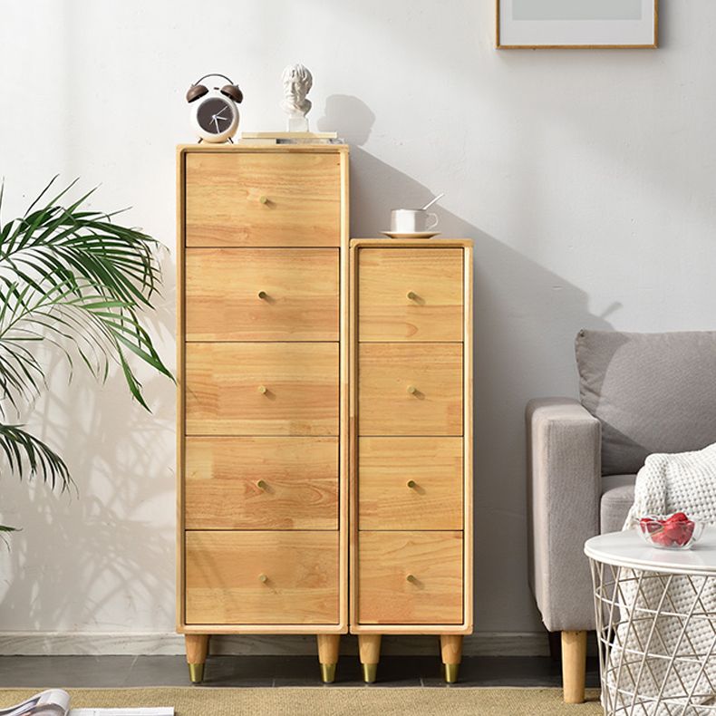 15.74" Wide Modern Wooden Accent Chest Rubberwood Chest with 5 Drawers