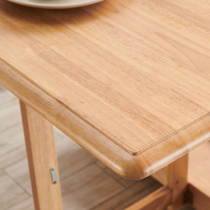 Mid-Century Modern Rectangle Dining Table Rubberwood Solid Wood Drop-Leaf Table