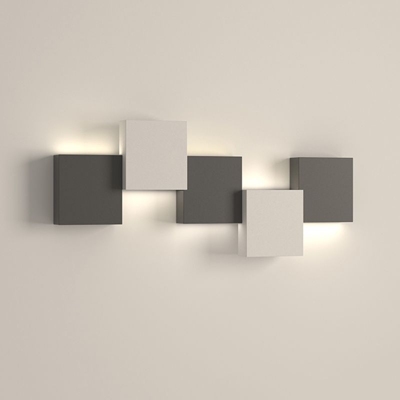 Modern Metal Wall Sconce Square Shape Wall Light with Silicone Shade for Bedroom