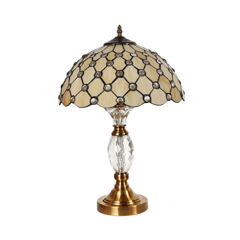 Tazón Tiffany Tiffany Tiffany 1 luce Iluminación de mesita de noche con patrón de enrejado