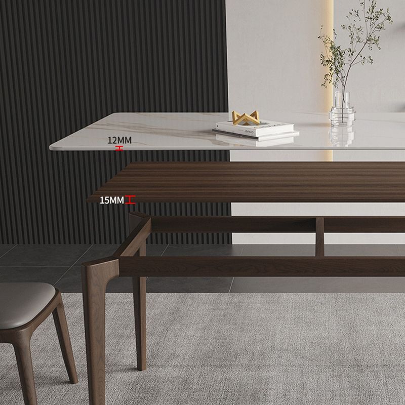 Rectangle Dining Table Mid-Century Modern Dining Table with Solid Wood Base