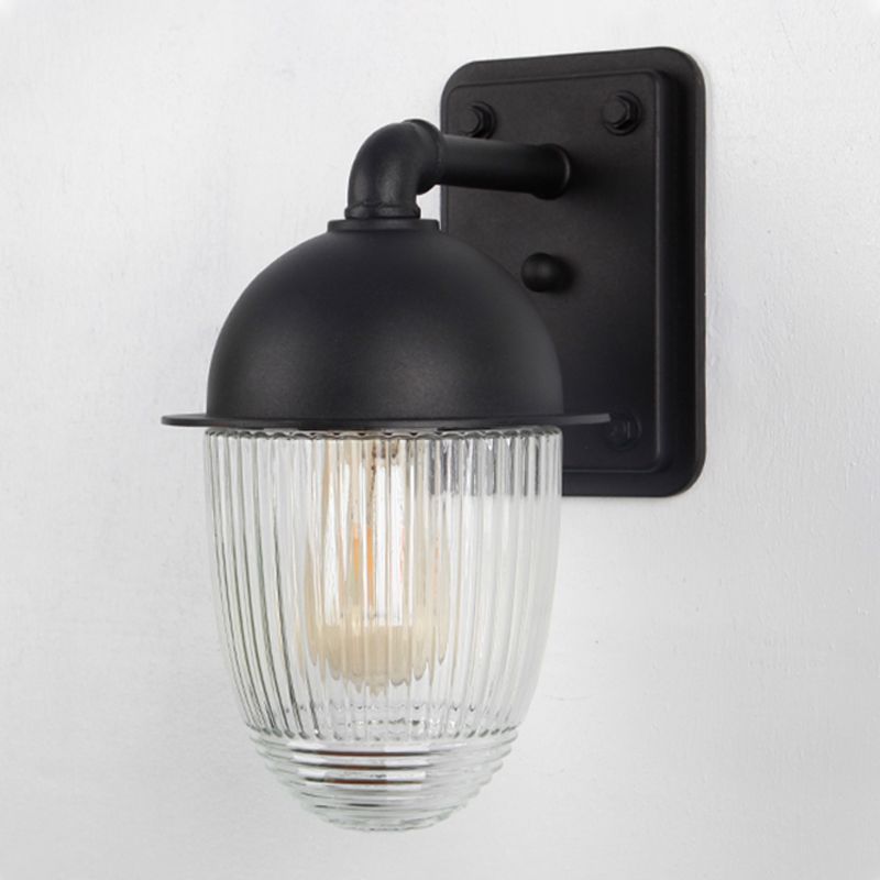 1 Light Geometric Wall Mounted Light Fixture Industrial Style Metal Wall Sconce Lights in Black