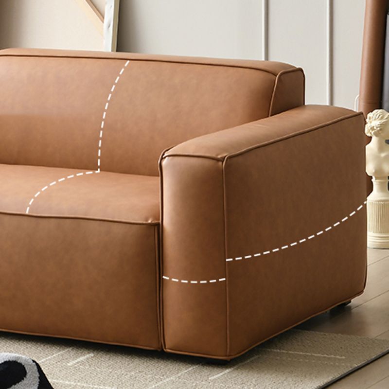 25.6" H Contemporary Faux Leather Square Arm Sofa for Living Room