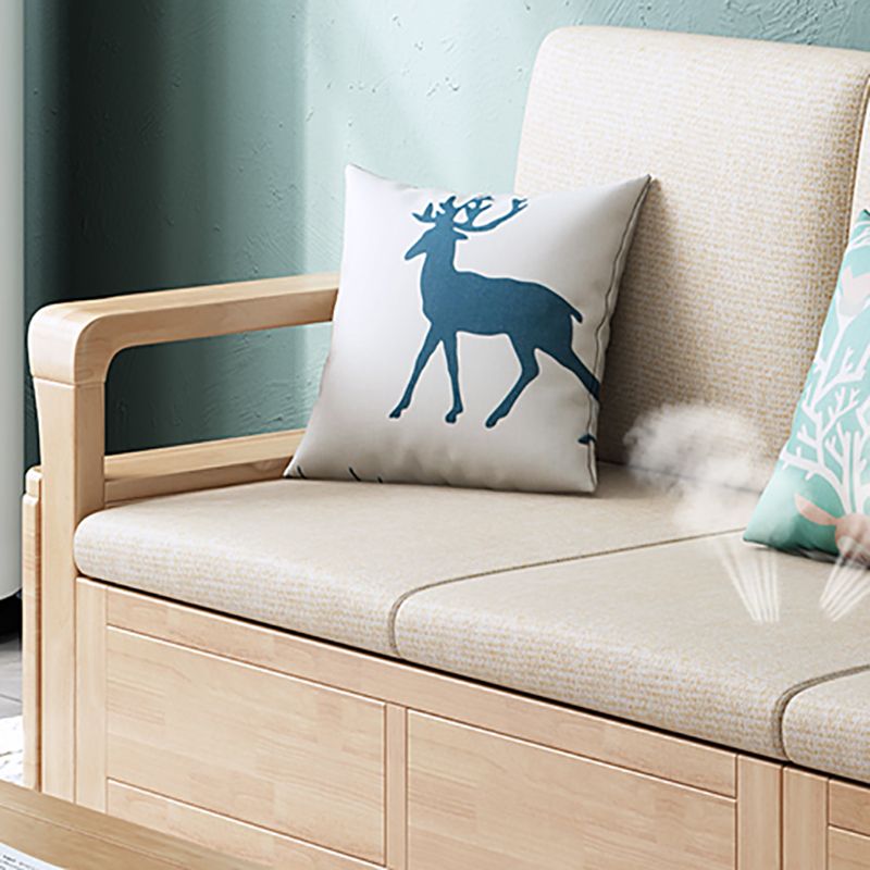 24"H Scandinavian Sectional Sofa Storage Cream Fabric Sectional