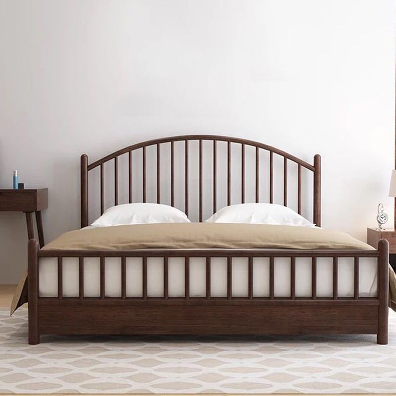 Northern European Wood Slat Bed Frame With Headboard and Footboard