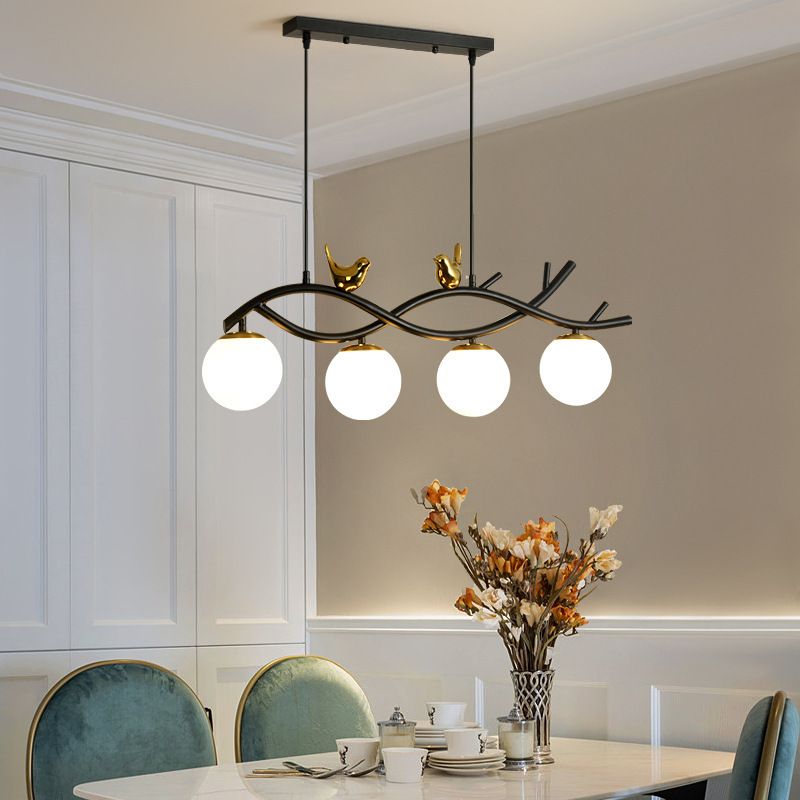 Industrial Kitchen Island Lighting Black Globe Shaded Ceiling Light for Home