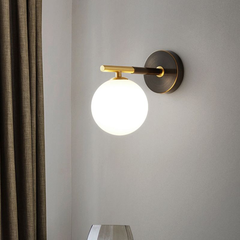 Brass Global Led Sconce Light Light Mid Century 1/2 Bulbs White Glass Wall Lighting Freet