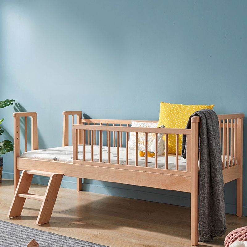 Traditional Wooden Baby Crib Solid Color Arched Crib with Guardrail
